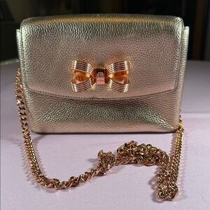 Ted Baker Gold Crossbody Bag with Bow Accent